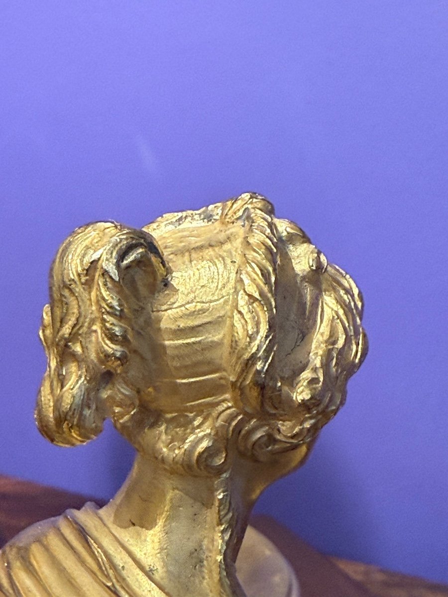 Gilded Bronze And Mahogany Inkwell-photo-4