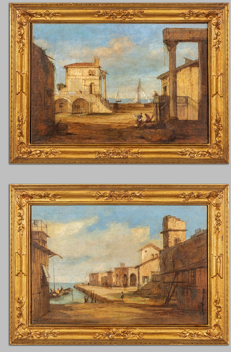 Pair Of Landscapes  Of De Venise Lagoon
