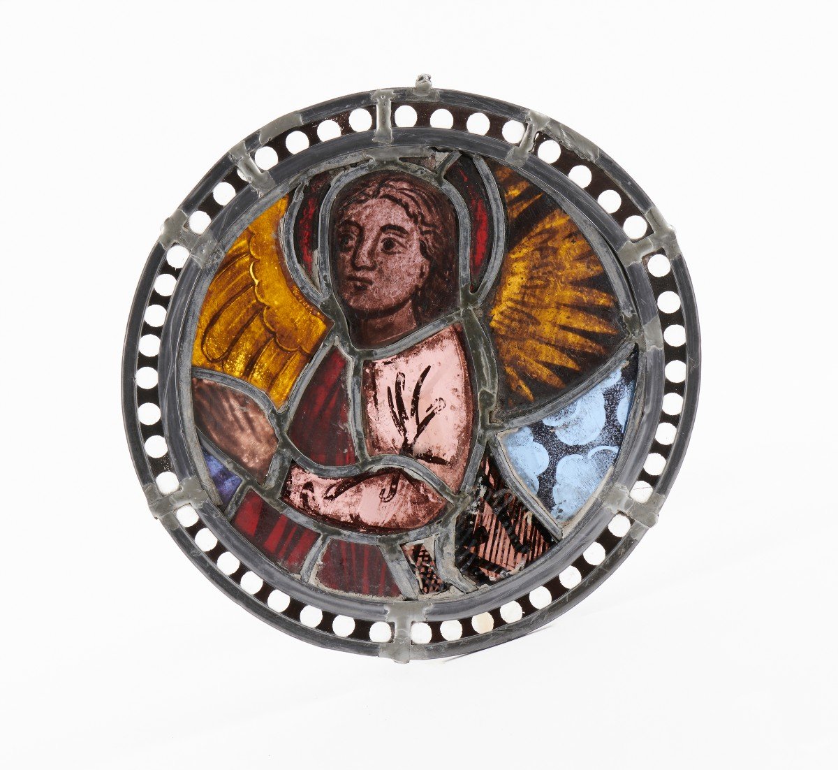 Stained Glass Rondel - Angel In Prayer