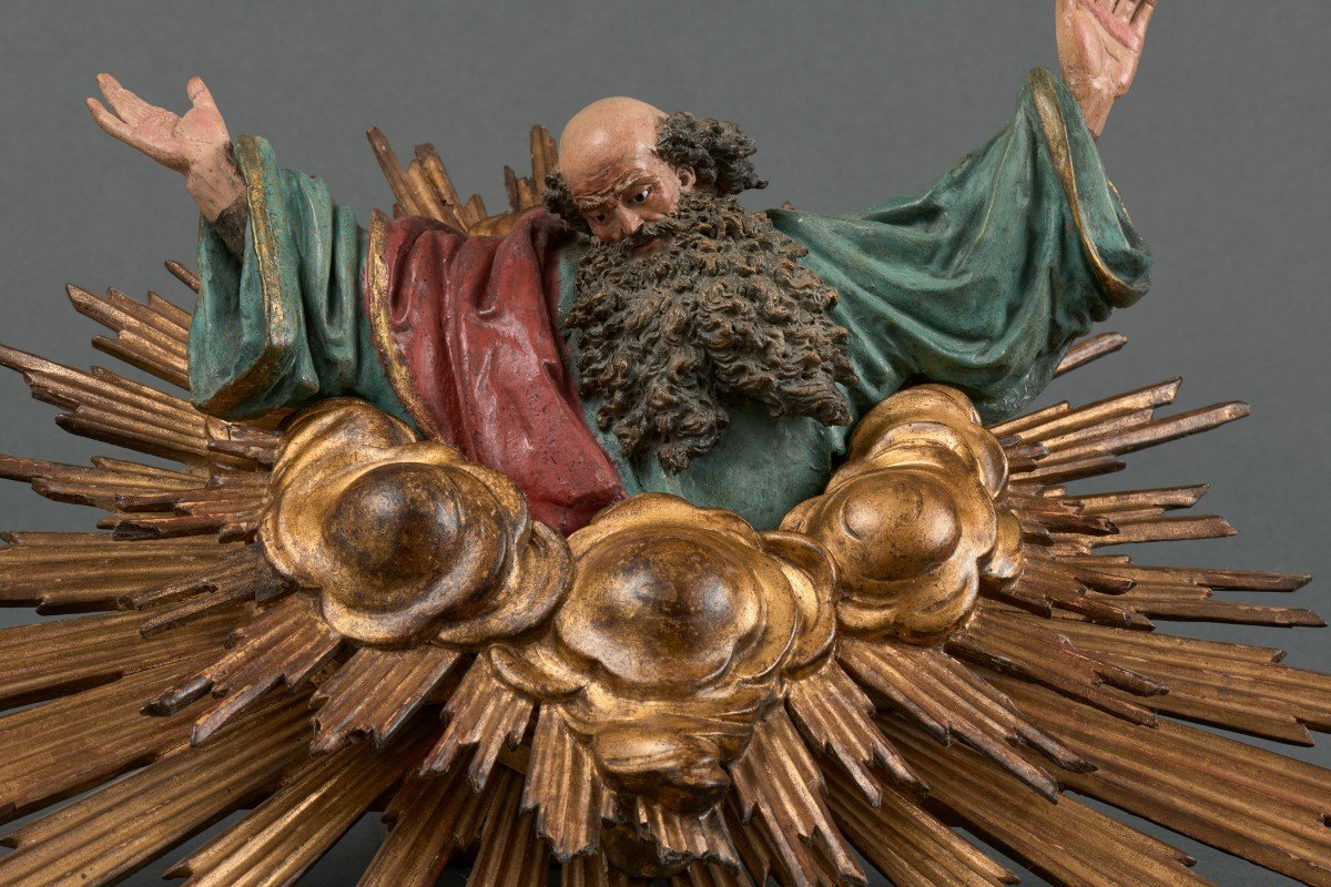 Dieu Le Père, Terre Cuite Polychrome, Bois Et Verre Incrusté, Naples, Fin Du XVIIIe Siècle-photo-3