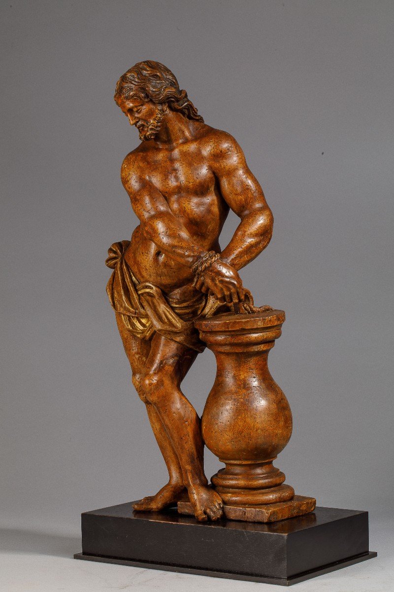 Christ At The Column In Fruit Wood - Italy (naples?), 17th Century-photo-1