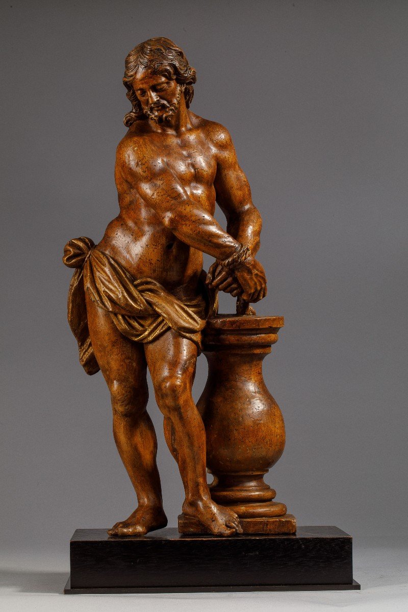 Christ At The Column In Fruit Wood - Italy (naples?), 17th Century