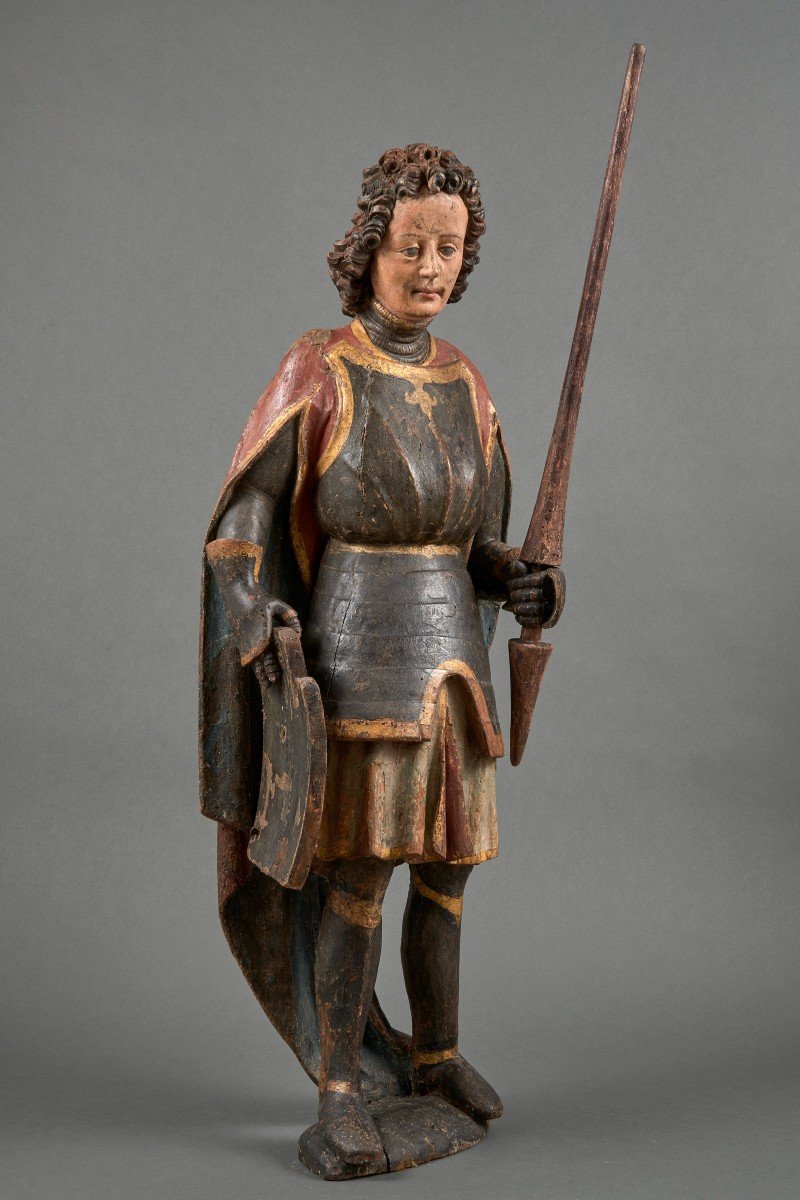 Saint George In Polychrome Wood - Swabia Or Tyrol, Late 15th Century-photo-4