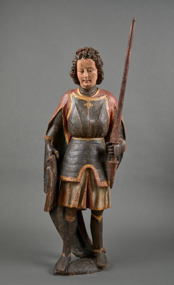 Saint George In Polychrome Wood - Swabia Or Tyrol, Late 15th Century