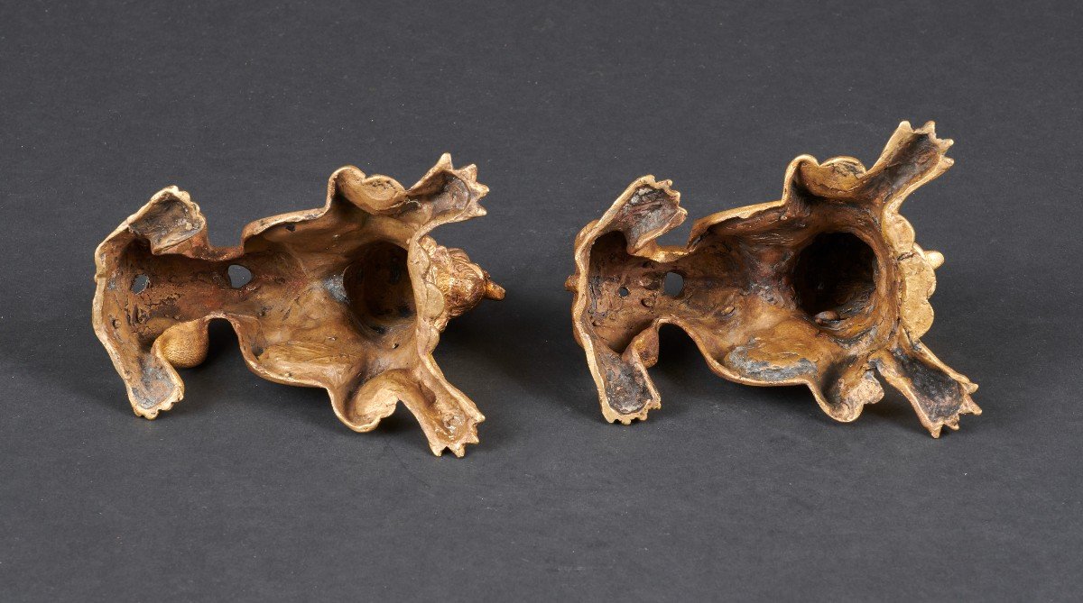 Pair Of Cabinet Lions In Gilt Bronze - Venice, Late 16th Century-photo-1