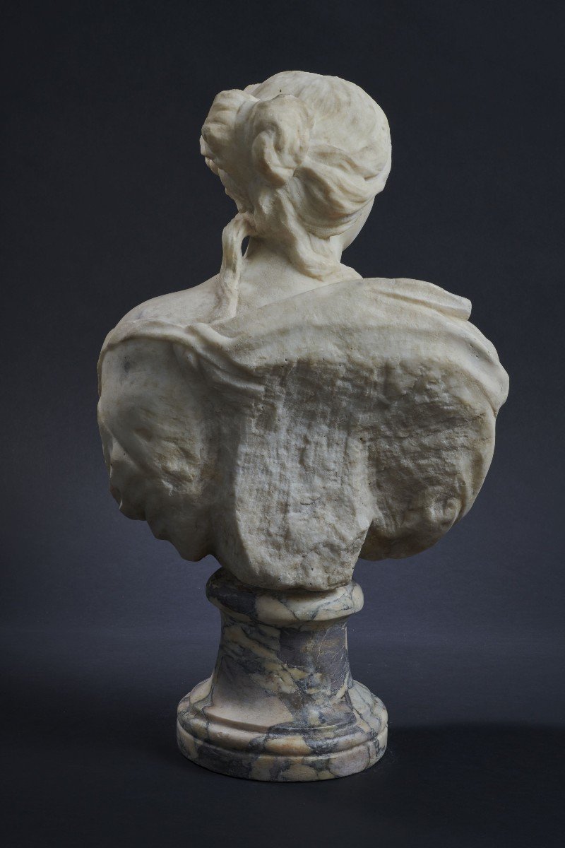  Buste De Femme En Marbre - Italie (gênes ?), Seconde Moitié Du XVIIe Siècle-photo-2