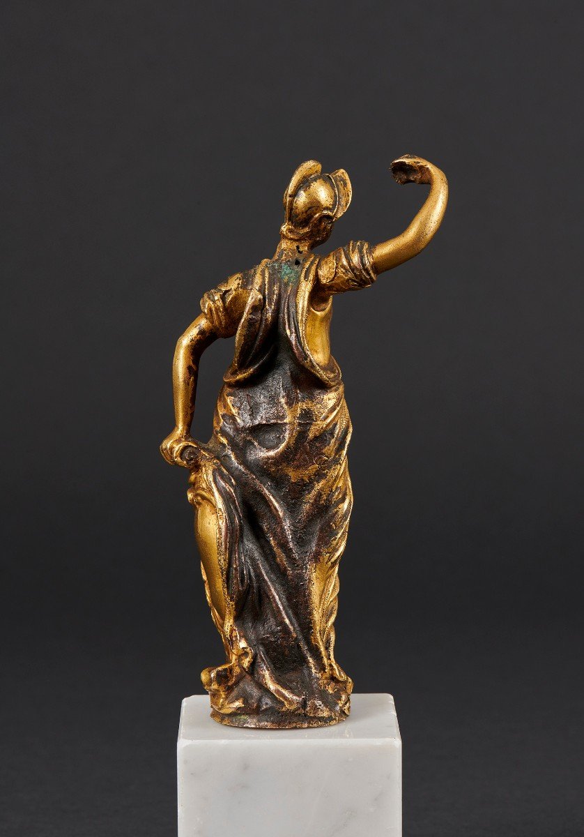 Goddess Minerva, Gilt Bronze From Renaissance Cabinet, Italy, Late 16th-early 17th Century -photo-1