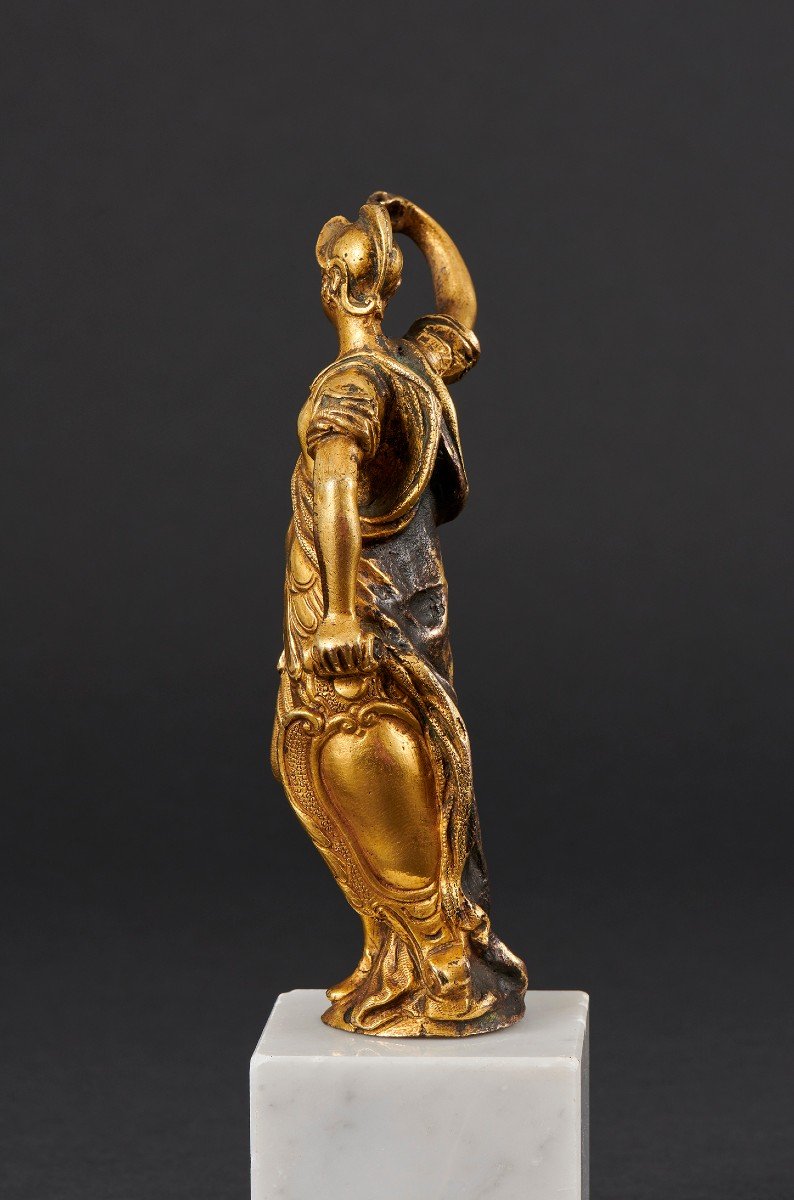Goddess Minerva, Gilt Bronze From Renaissance Cabinet, Italy, Late 16th-early 17th Century -photo-2