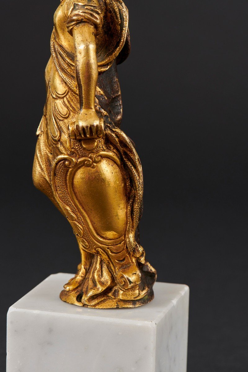Goddess Minerva, Gilt Bronze From Renaissance Cabinet, Italy, Late 16th-early 17th Century -photo-4