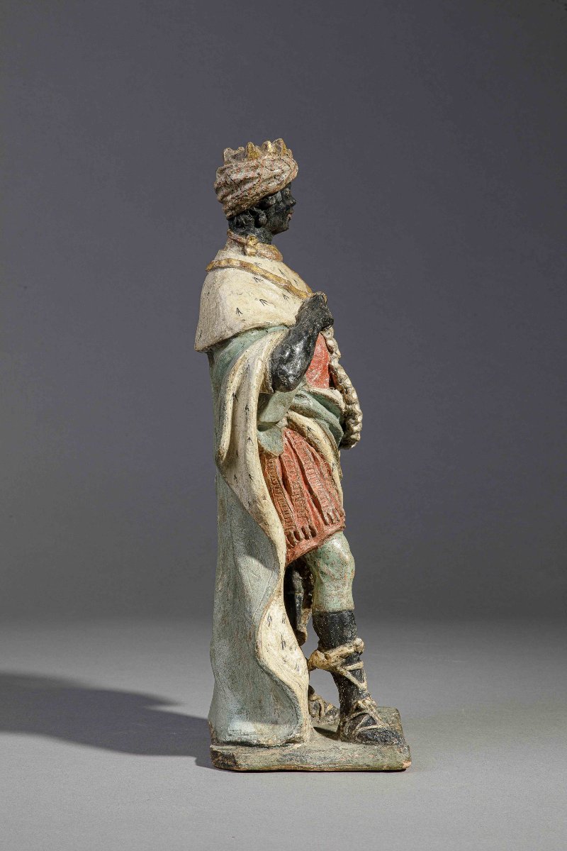 Neapolitan Nativity Figure: Balthazar - Terracotta, Naples, 18th Century-photo-2