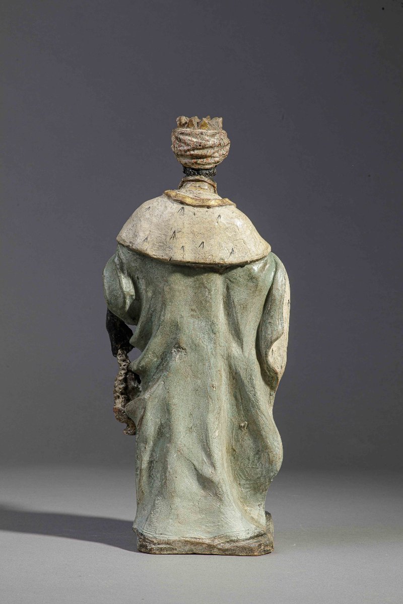 Neapolitan Nativity Figure: Balthazar - Terracotta, Naples, 18th Century-photo-3