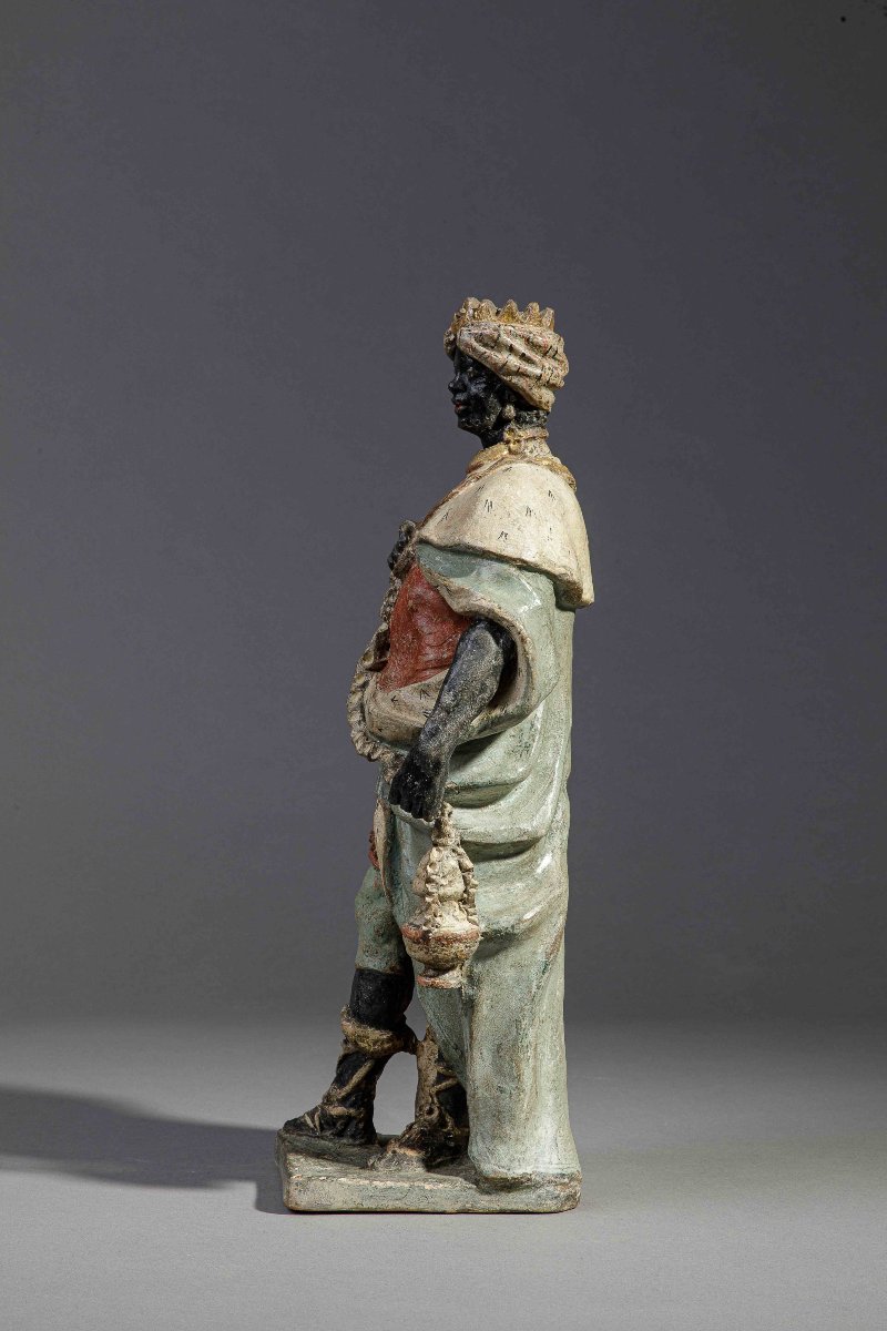Neapolitan Nativity Figure: Balthazar - Terracotta, Naples, 18th Century-photo-4
