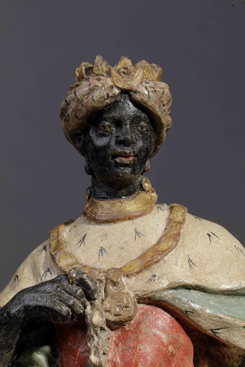 Neapolitan Nativity Figure: Balthazar - Terracotta, Naples, 18th Century-photo-1