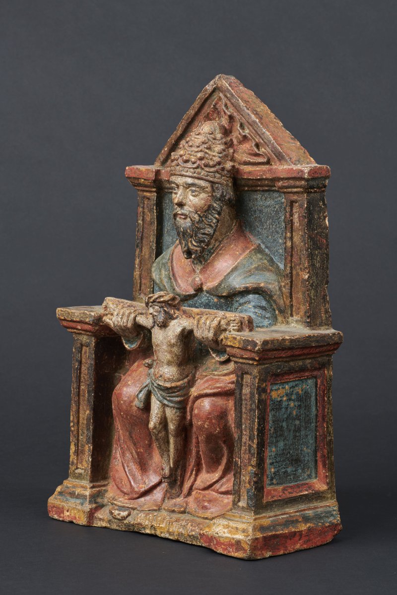 Dieu le Père en pierre polychromée - Lorraine première moitié du XVIe siècle-photo-3
