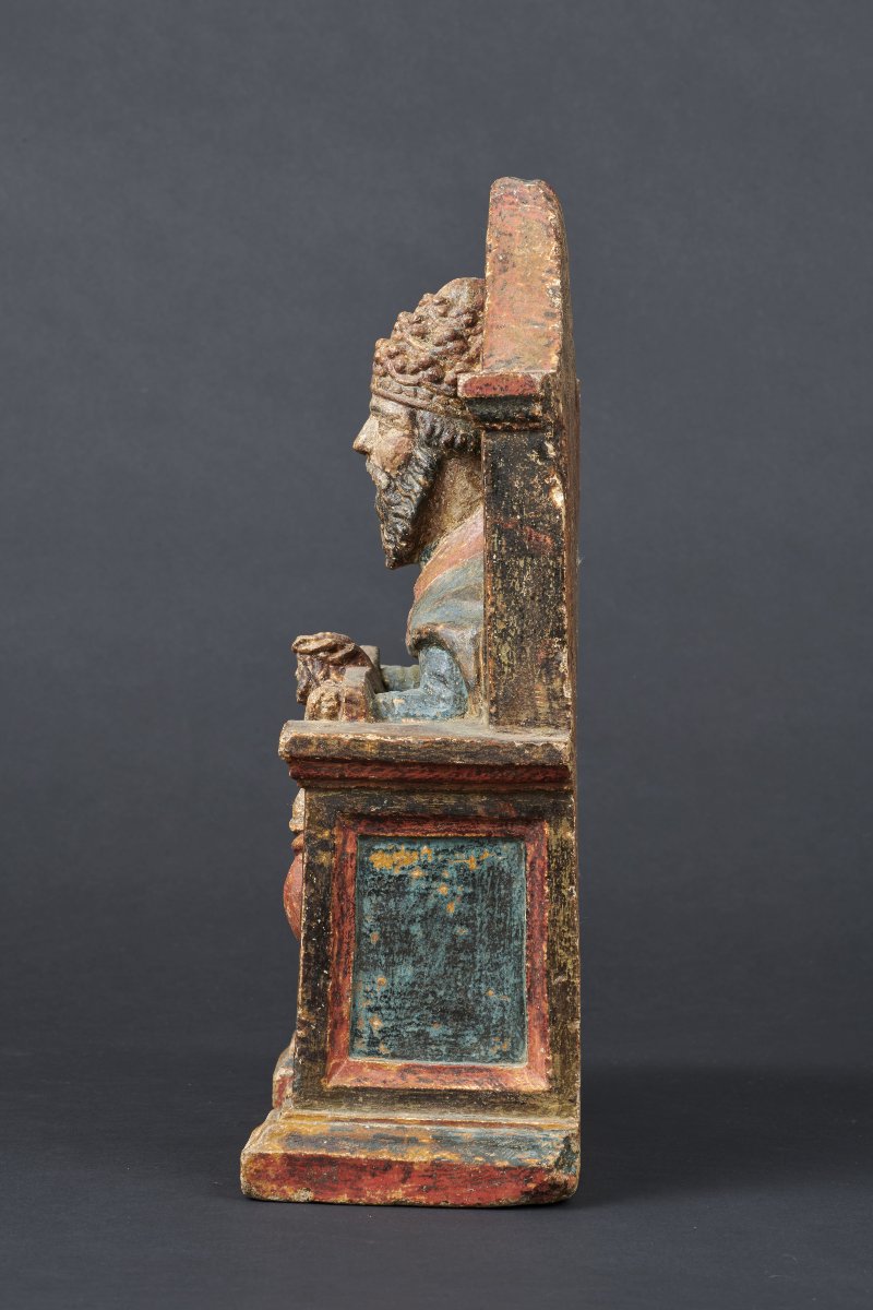Dieu le Père en pierre polychromée - Lorraine première moitié du XVIe siècle-photo-4
