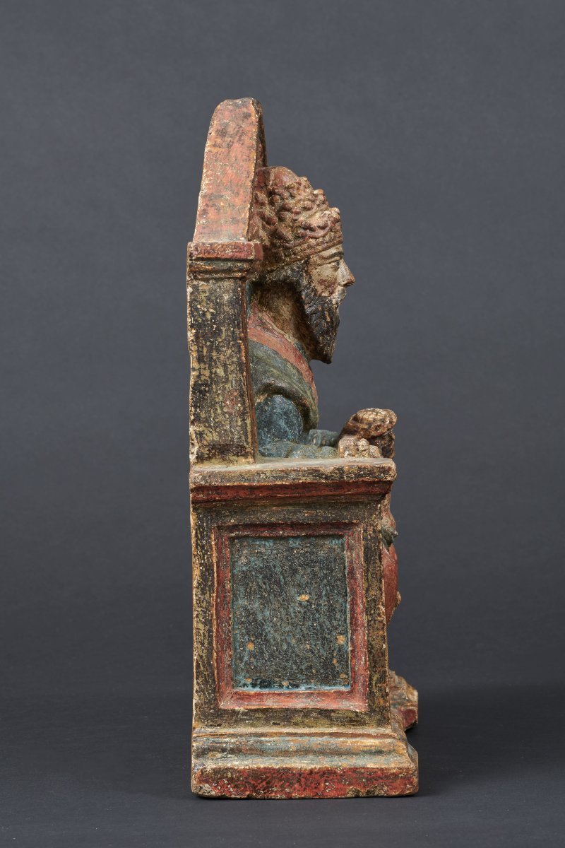 Dieu le Père en pierre polychromée - Lorraine première moitié du XVIe siècle-photo-2