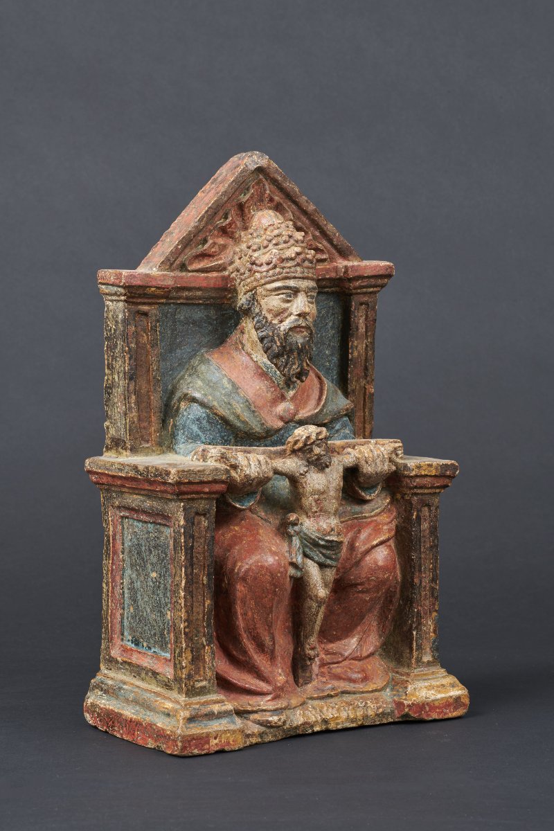 Dieu le Père en pierre polychromée - Lorraine première moitié du XVIe siècle-photo-3