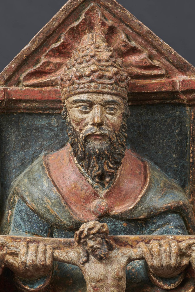 Dieu le Père en pierre polychromée - Lorraine première moitié du XVIe siècle-photo-4