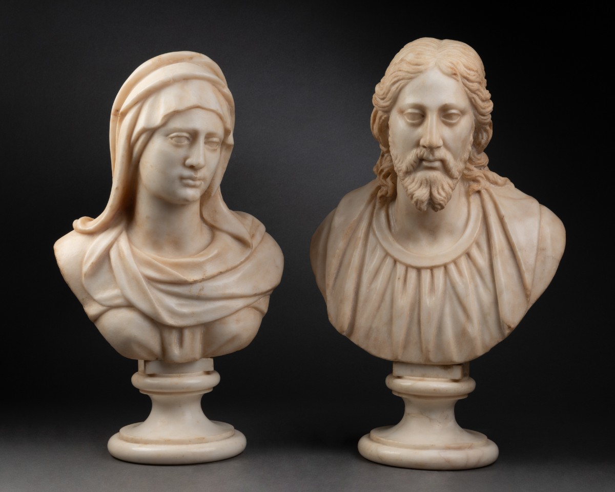 Paire de bustes en marbre - Rome, vers 1600