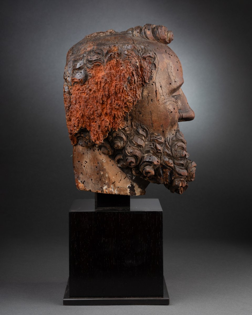 Tête de saint Pierre - Bois polychrome, Rhin Supérieur, début du XVIe siècle-photo-4