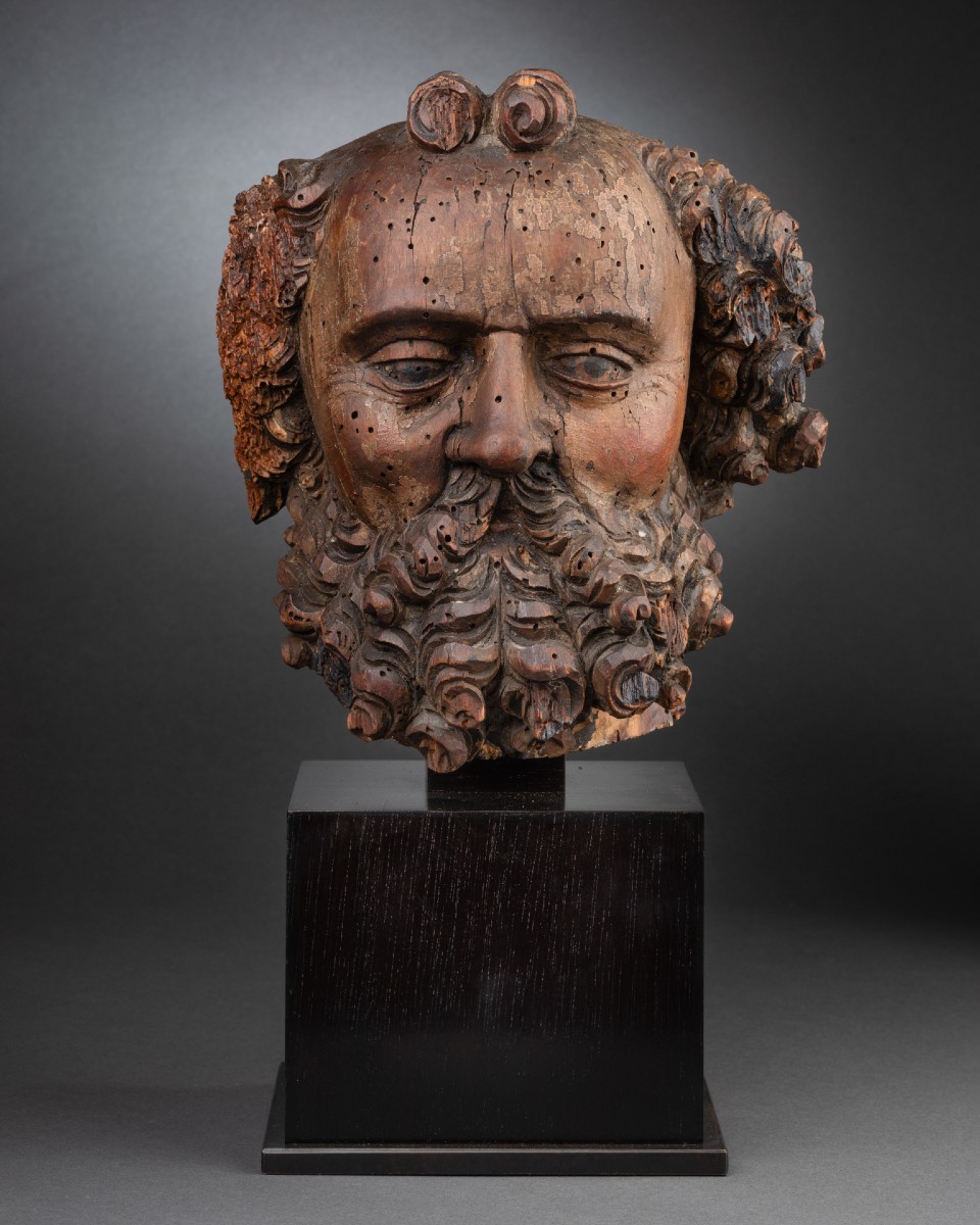 Tête de saint Pierre - Bois polychrome, Rhin Supérieur, début du XVIe siècle