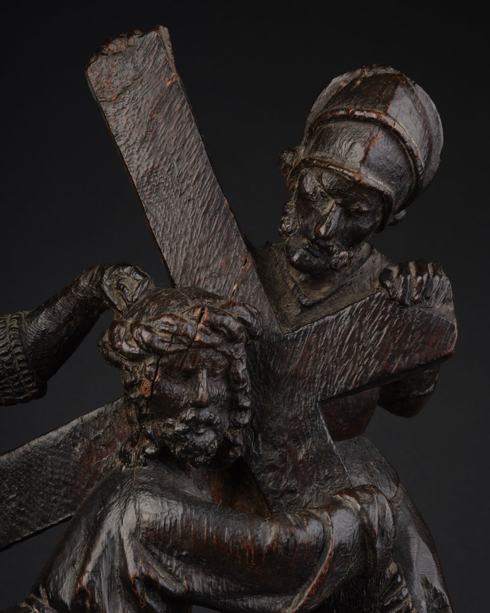 Portement de croix en chêne, Flandres – Début du XVIe siècle-photo-2