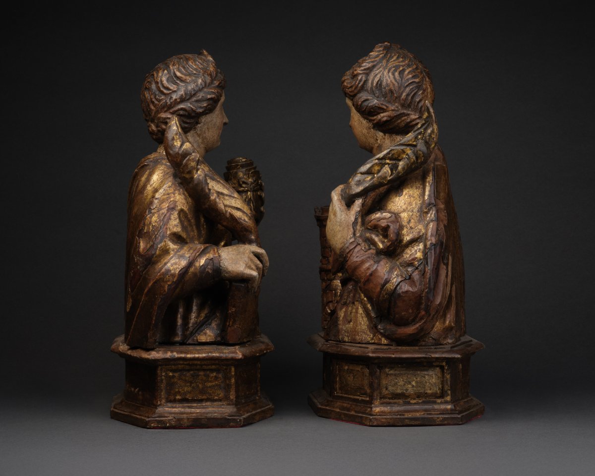 Pair Of Gilded Wooden Reliquary Busts, Central Italy – Second Half Of The 16th Century-photo-3