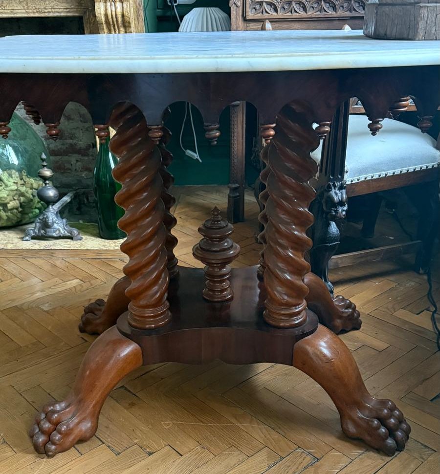Pedestal Table, Napoleon III Period, Mahogany And Marble Top -photo-3