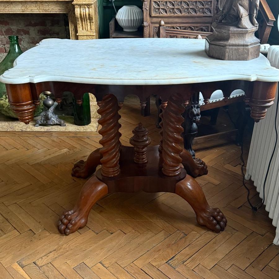 Pedestal Table, Napoleon III Period, Mahogany And Marble Top -photo-3