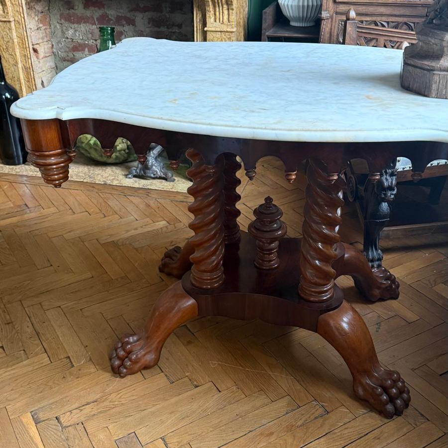 Pedestal Table, Napoleon III Period, Mahogany And Marble Top -photo-5