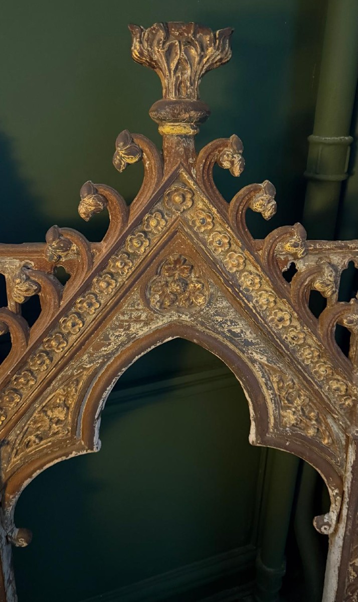 Paire de cadres néo-gothiques, fonte de fer, France, vers 1900-photo-3