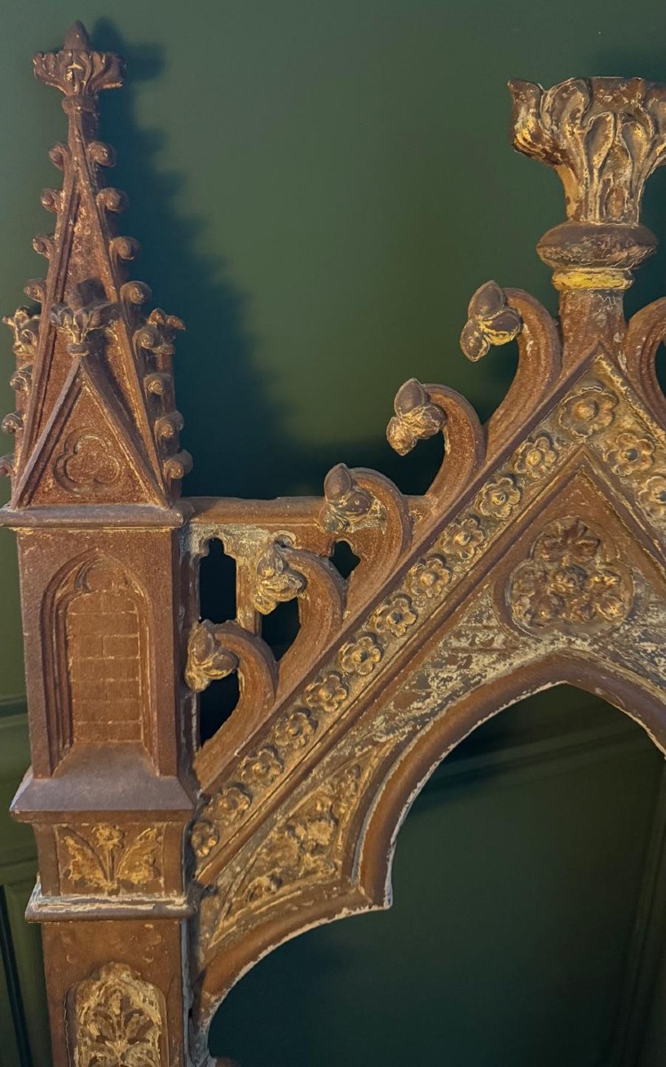 Paire de cadres néo-gothiques, fonte de fer, France, vers 1900-photo-4