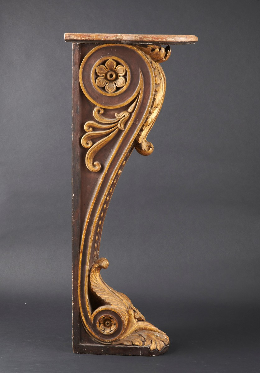 Paire de belles colonnes décoratives en forme de consoles d'applique - XIXe siècle-photo-4