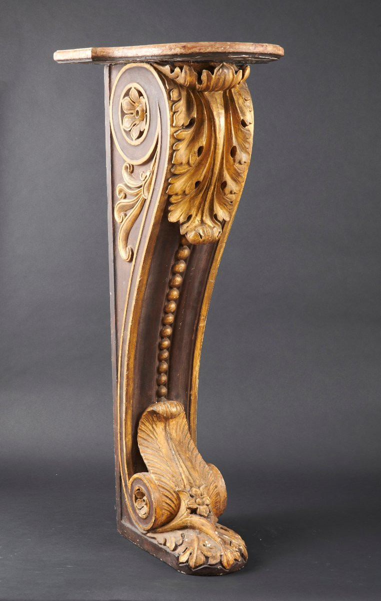 Paire de belles colonnes décoratives en forme de consoles d'applique - XIXe siècle-photo-1