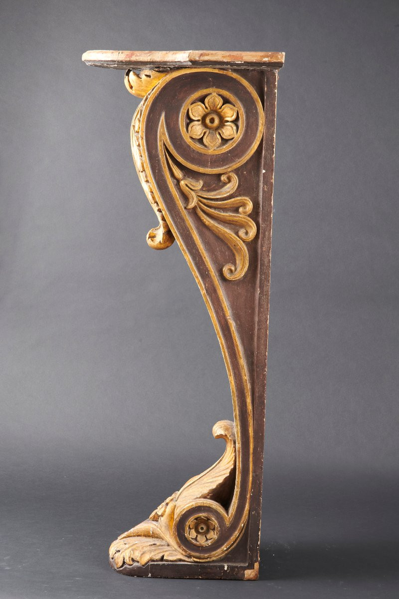 Paire de belles colonnes décoratives en forme de consoles d'applique - XIXe siècle-photo-5