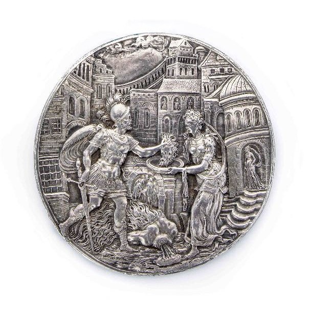 Médaille en argent néo-Renaissance, Salomé recevant la tête de Saint Jean-Baptiste - Vers 1800