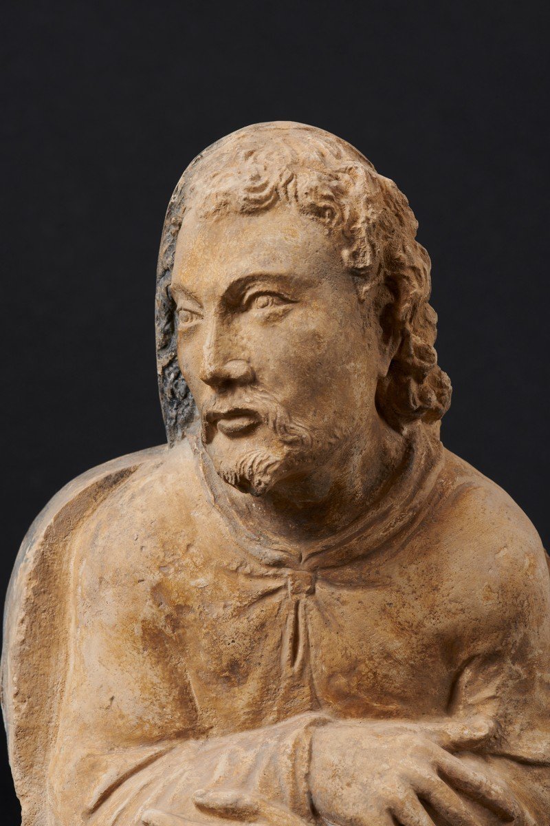 Buste d'Homme En Pierre Calcaire De La Renaissance Française-photo-4