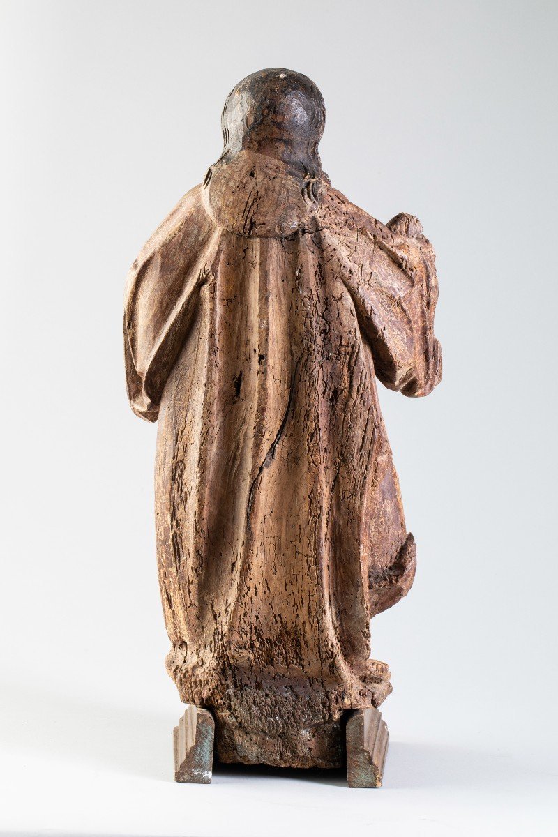 Polychrome Walnut Apostle - Flanders, 15th Century-photo-4