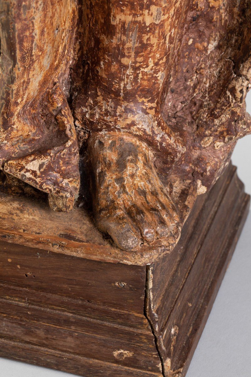 Polychrome Walnut Apostle - Flanders, 15th Century-photo-1