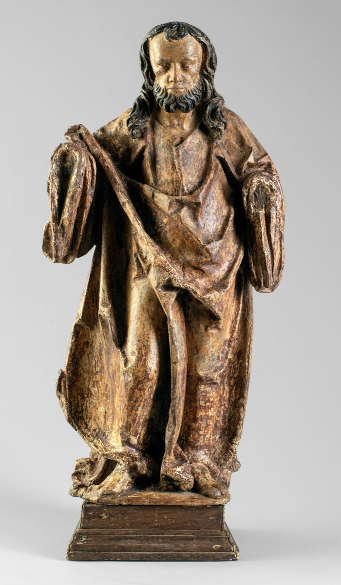 Polychrome Walnut Apostle - Flanders, 15th Century