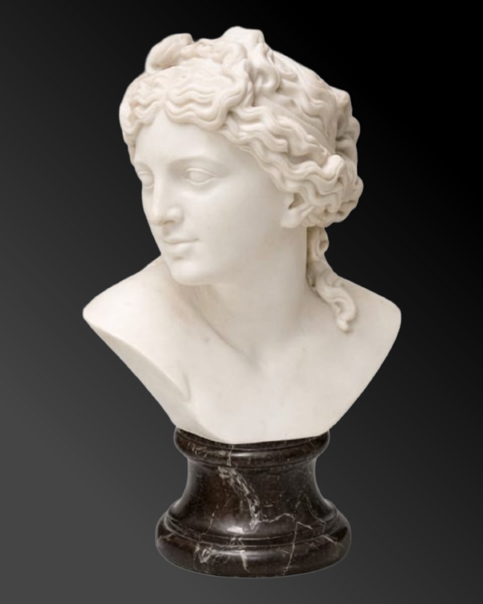 Bust Of A Young Woman, Carrara Marble, Italy—first Half Of The 19th Century