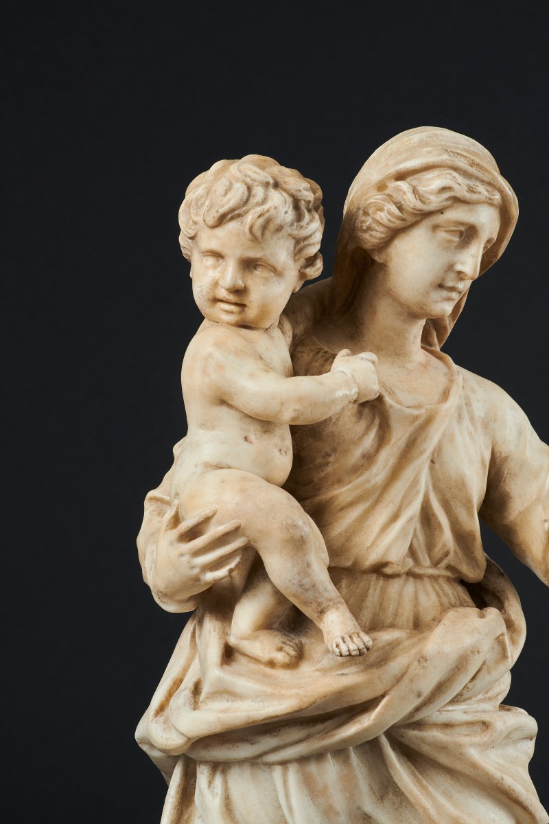 Vierge à l'enfant, Marbre, Italie centrale - XVIIe siècle-photo-1
