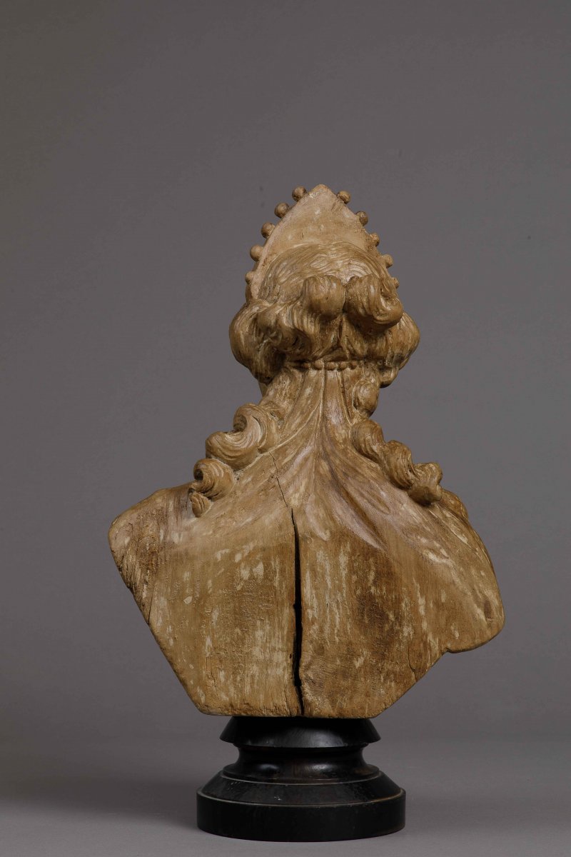 Bust Of Woman In Walnut - Antwerp C. 1660-1690, Circle Of Quellin The Younger-photo-4