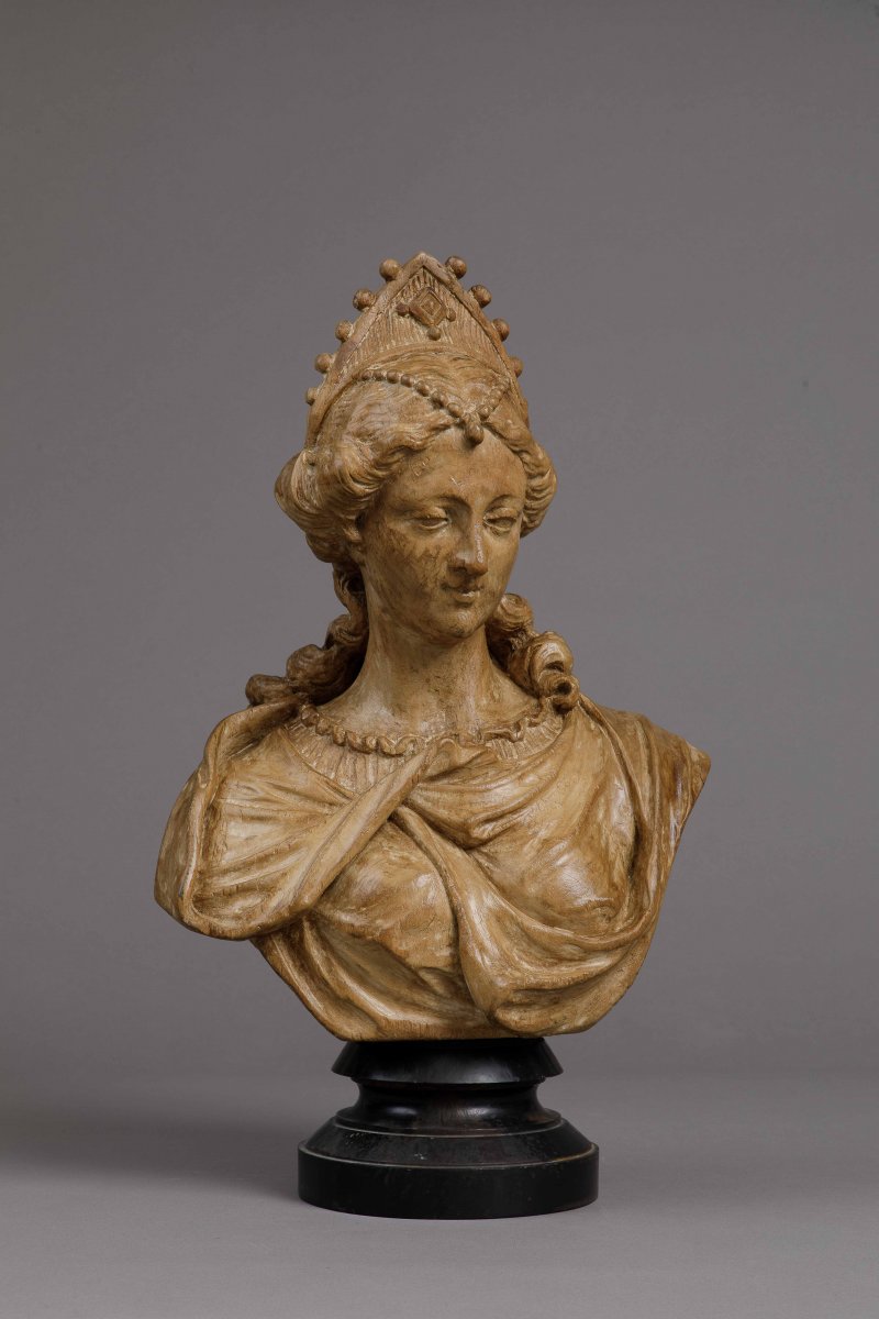 Bust Of Woman In Walnut - Antwerp C. 1660-1690, Circle Of Quellin The Younger