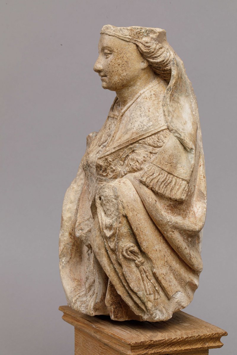 Buste De Saint Évêque en pierre Polychrome – Picardie, Région d'Amiens, XVe Siècle -photo-3