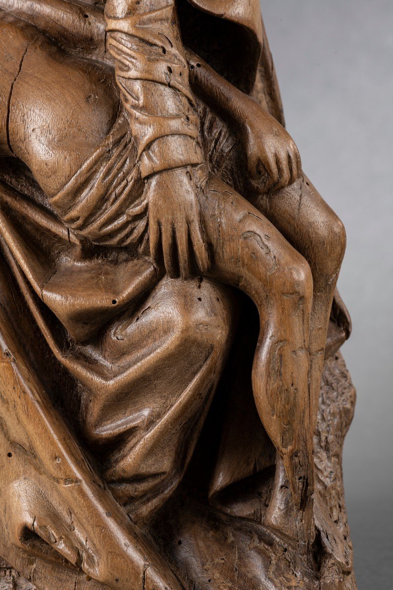 Pieta In Walnut - Burgundian Netherlands, Second Half Of The 15th Century-photo-2
