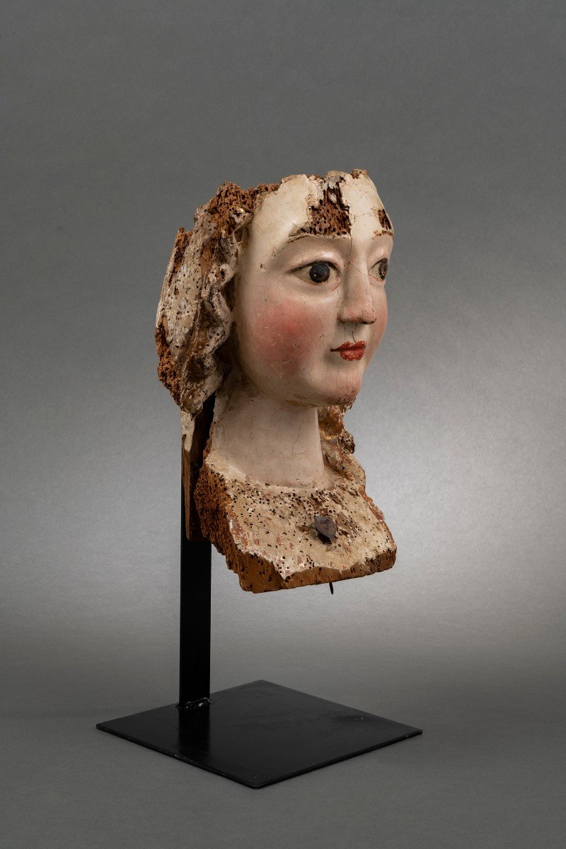 Gothic Female Head - Rhine, Second Half Of The 13th Century-photo-2