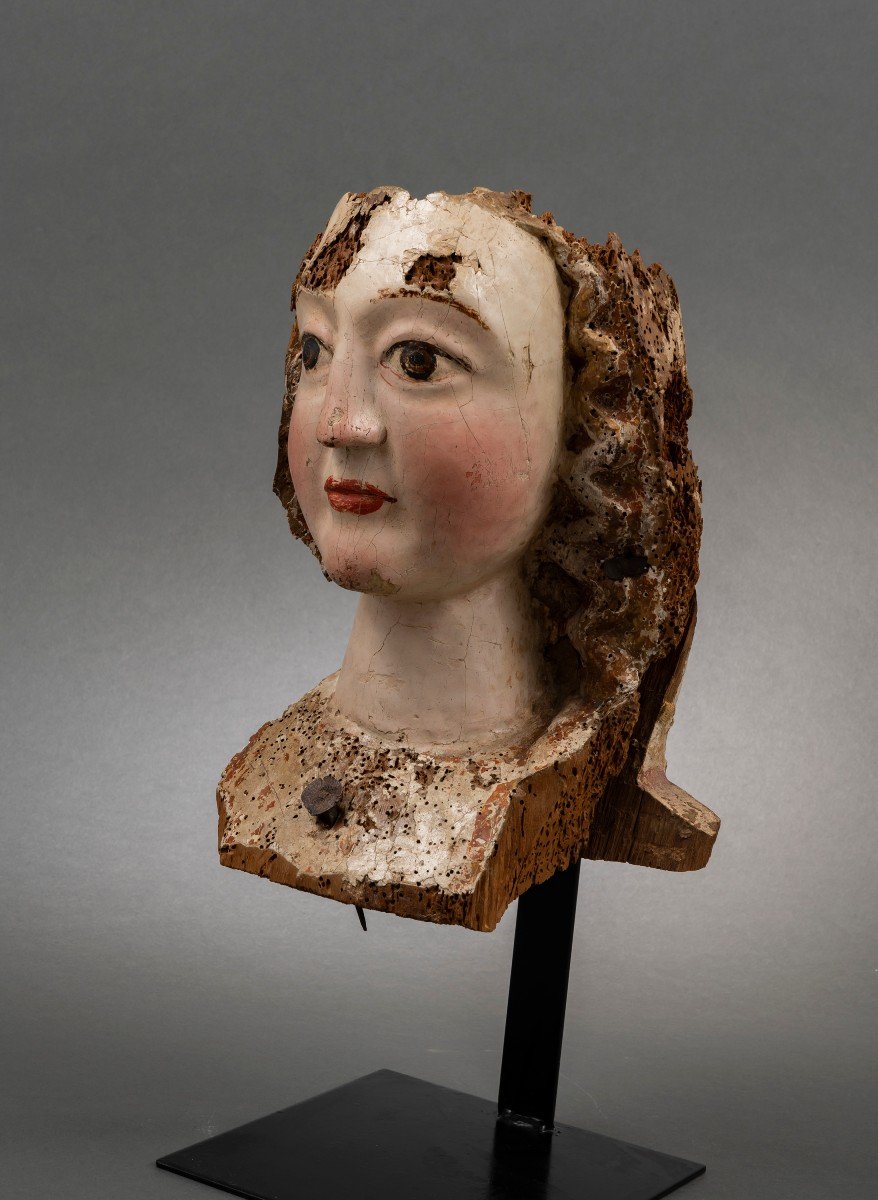 Gothic Female Head - Rhine, Second Half Of The 13th Century-photo-4