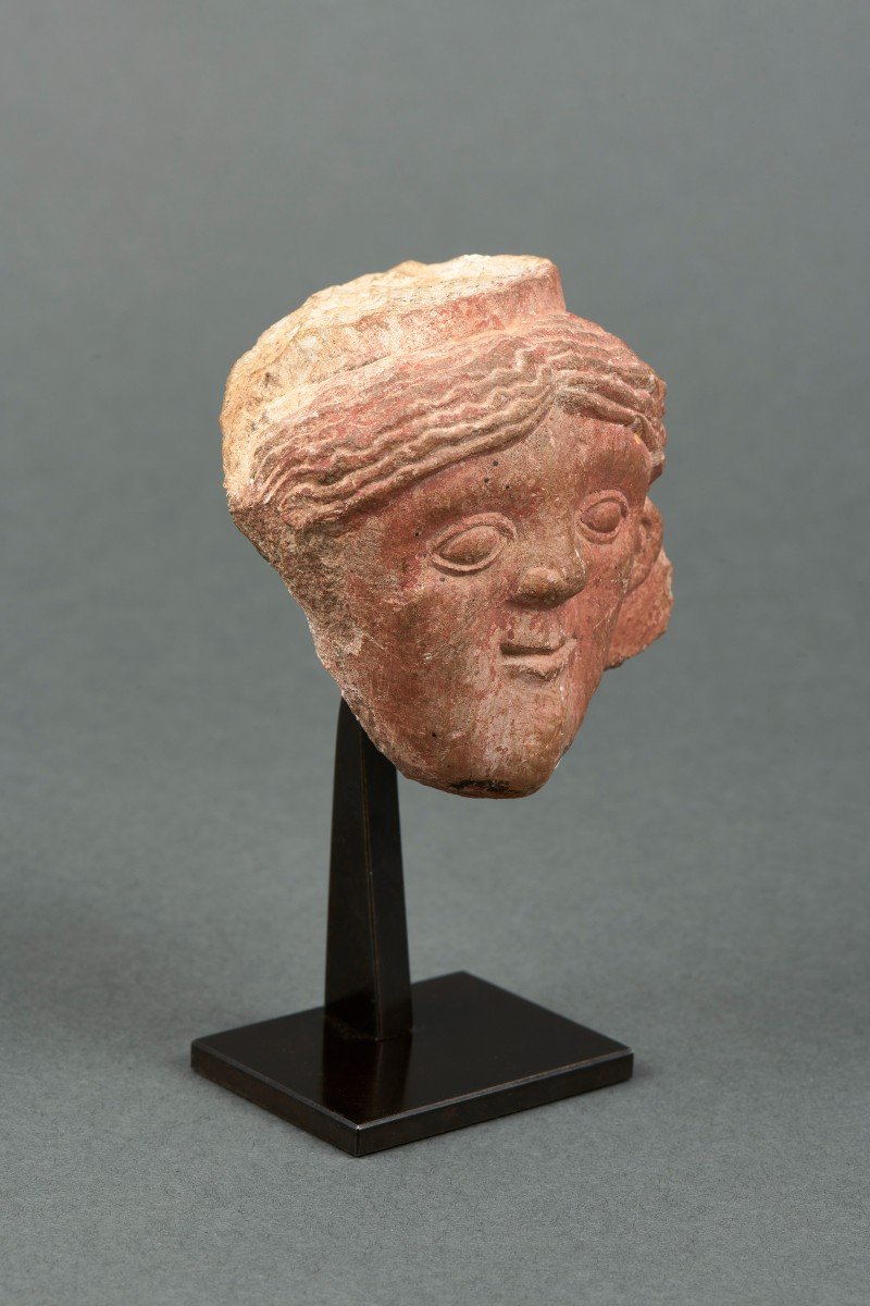 Catalan Romanesque Head - First Half Of The XIIth Century-photo-3