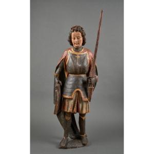 Saint George In Polychrome Wood - Swabia Or Tyrol, Late 15th Century